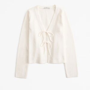 Abercrombie and Fitch white tie front sweater